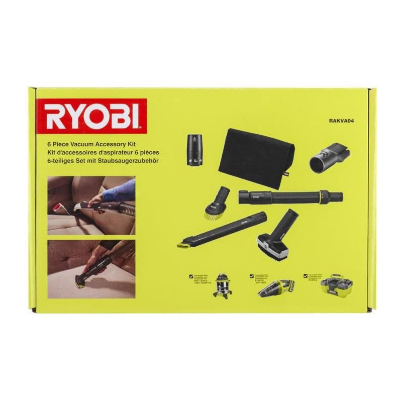 RYOBI Kit 6 accessoires pour nettoyage de lautomobile pour aspirateurs R18HV / R18PV / R18WDV-0 / RVC-1530IPT-G / RVC-1220I-G