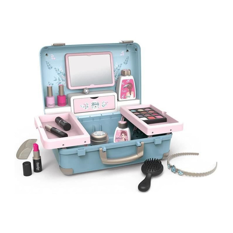 Smoby - My Beauty Vanity - Valise Beaute pour Enfant - Coiffure + Onglerie + Maquillage - 13 Accessoires