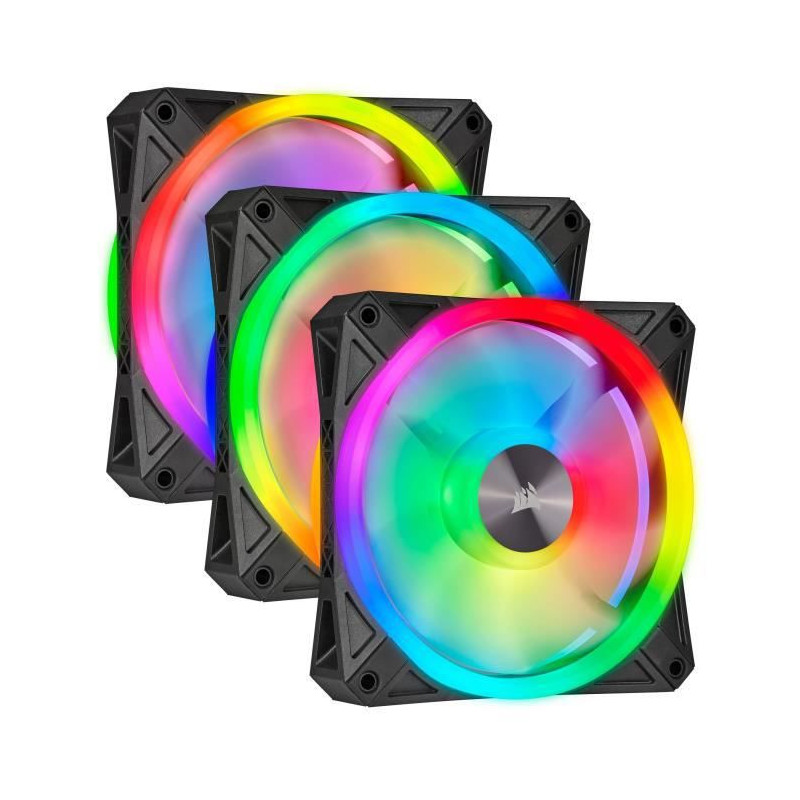 CORSAIR Ventilateur iCUE QL120 RGB - Diametre 120mm - Fan Kit RGB + Lighting Node CORE CO-9050098-WW