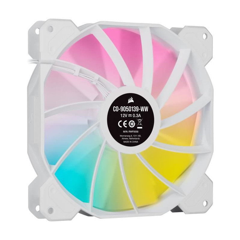CORSAIR Ventilateur SP Series - White SP140 RGB ELITE - Diametre 140mm - LED RGB - Fan with AirGuide - Dual Pack CO-9050139-WW
