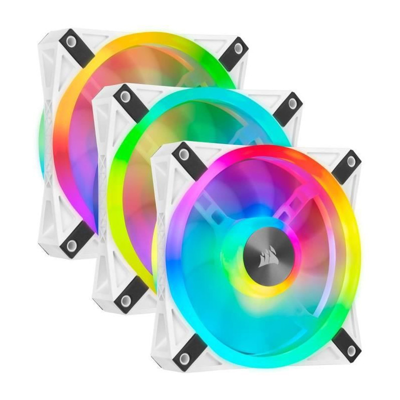 CORSAIR  QL120 RGB Blanc, 120mm RGB LED Fan, Triple Pack + Node CORE CO-9050104-WW