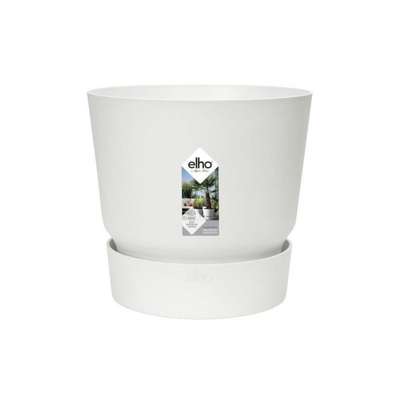ELHO Pot de fleurs rond Greenville 30 - Exterieur - O 29,5 x H 27,8 cm - Blanc