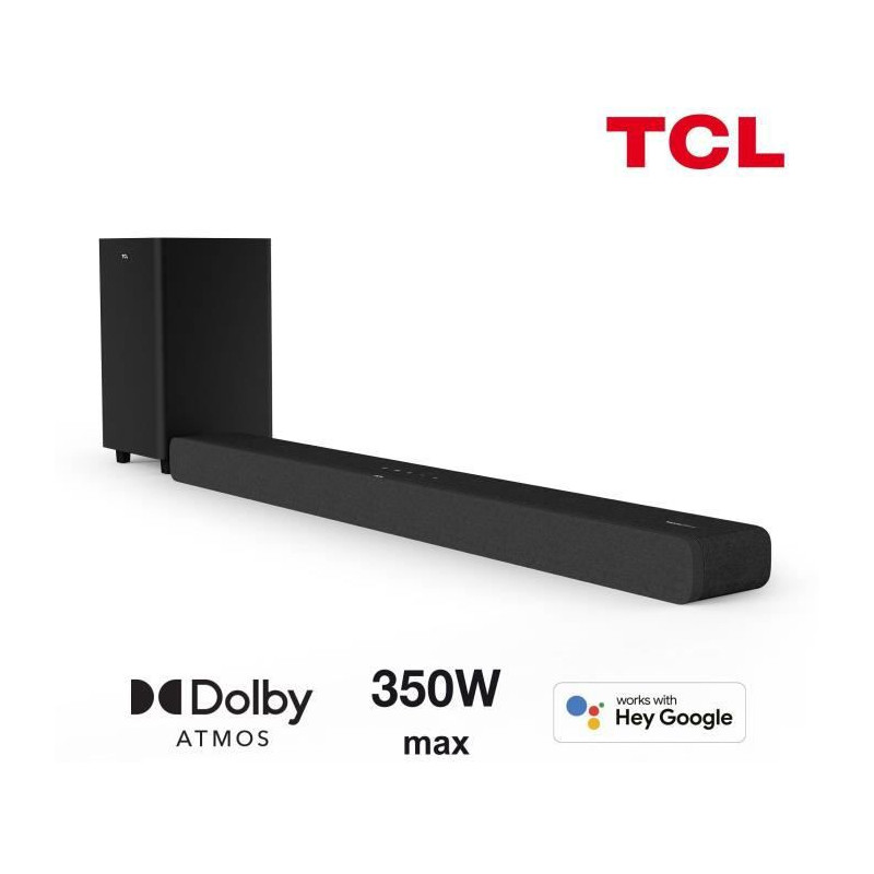 TCL TS8132 Barre de son avec caisson de basses sans fil - Dolby Atmos 3.1.2 - 350W -Chromecast integre-Compatible Apple AirPlay-