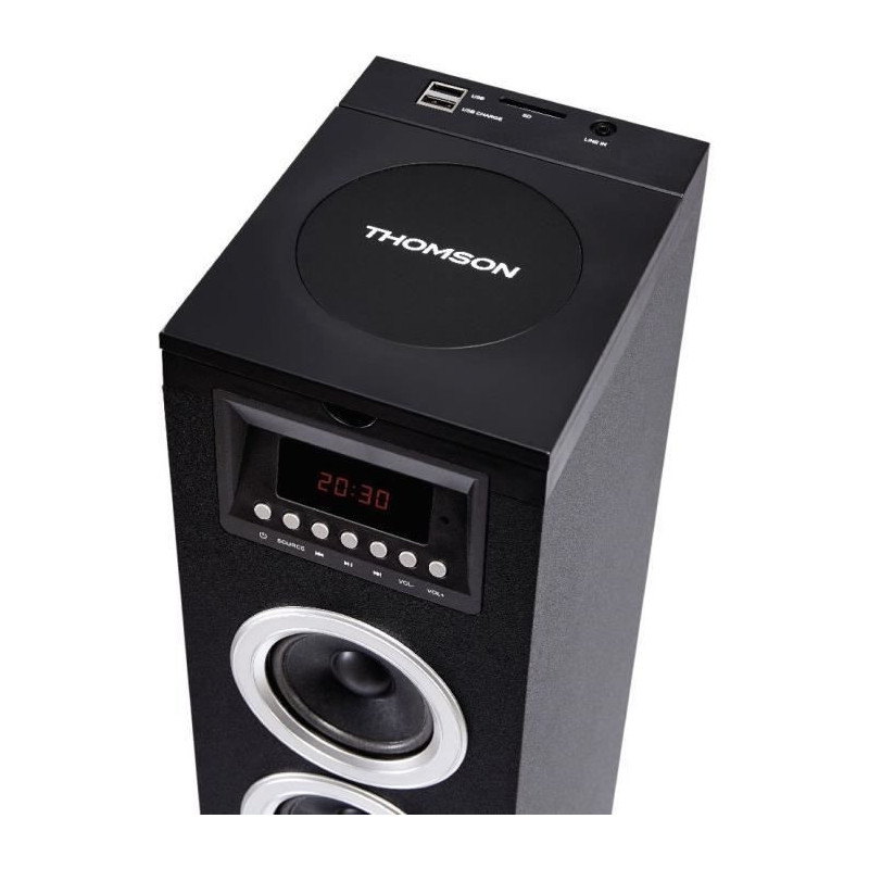THOMSON DS120CD - Tour haut-parleurs multimedia - Lecteur CD - 60W - Bluetooth, USB, Radio FM - Affichage LED - Noire