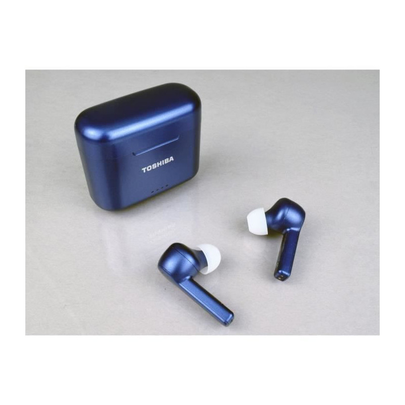 TOSHIBA RZE-BT750EL- Ecouteurs True Wireless intra auriculaire Bluetooth - Auto-pairing - Boitier de charge Qi - Bleu