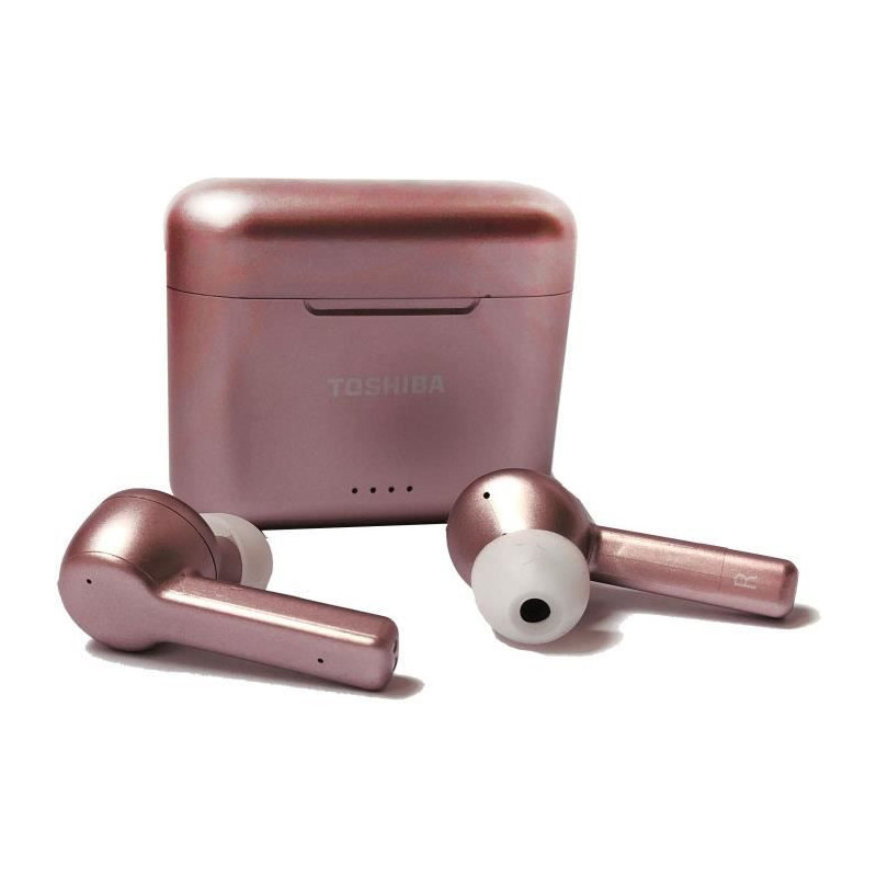 TOSHIBA RZE-BT750EPN- Ecouteurs True Wireless intra auriculaire Bluetooth - Auto-pairing - Boitier de charge Qi - Rose gold