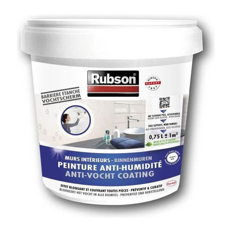 RUBSON Peinture Anti-Humidite Interieure Blanc 0.75L