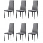 LAUREATE Lot de 6 chaises de salle a manger en metal noir - Tissu gris chine - Contemporain - L 44 x P 43 cm