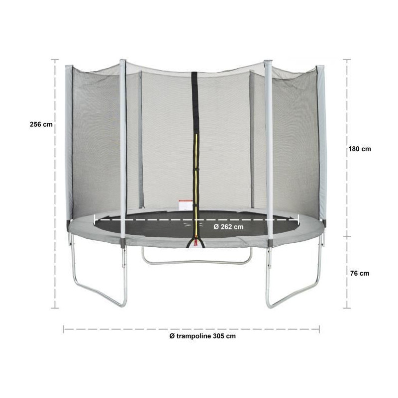 Trampoline MAXI ECO O 300 cm Gris - Filet, Echelle, Couverture de Protection