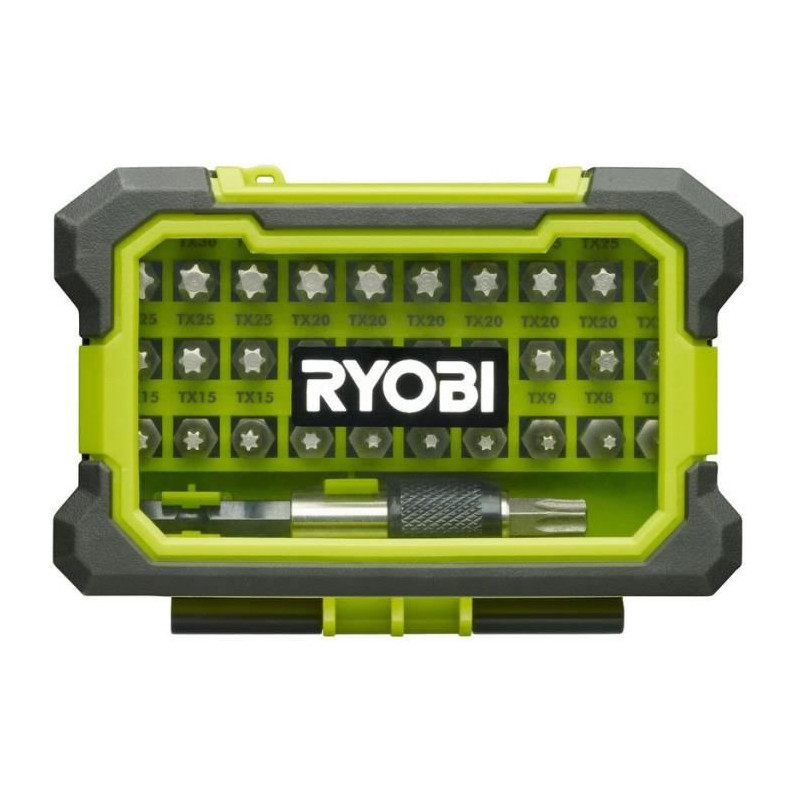 Coffret renforce RYOBI 32 embouts de vissage Torx T7-T40 - porte-embouts a fixation rapide RAK32TSD