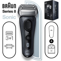 BRAUN 81761498 - Braun Series 8 8463cc Rasoir Electrique barbe - Tete 3+1 - Technologie Sonic - Tete flexible 40?