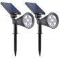 LUMISKY Pack de 2 Spots solaires exterieur etanches - 4 LEDs blanches - 200 Lm - Tete pivotante a 90?C