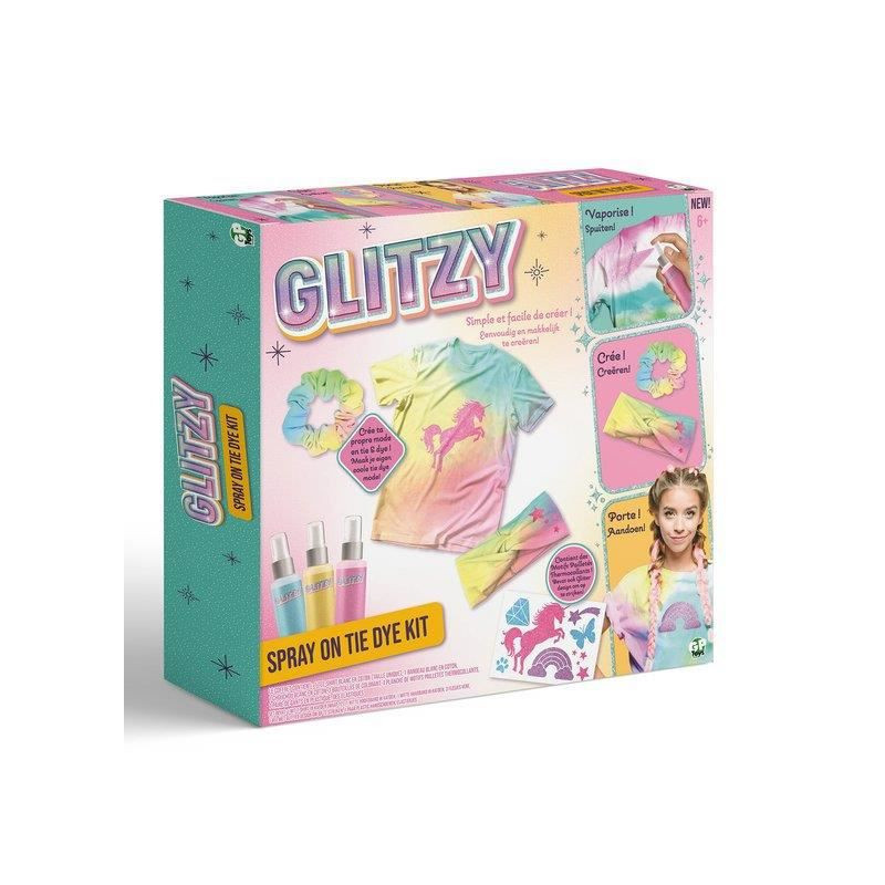 Glitzy, Coffret Spray on Tie + Dye, Loisirs creatifs,Creation de ses propres accessoires en tie + dye