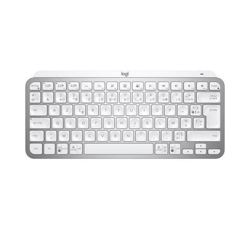 Clavier sans fil Logitech - MX Keys Mini - GRIS PALE - Compact, Bluetooth, retroeclaire pour MAC, iOS, Windows, Linux, Android
