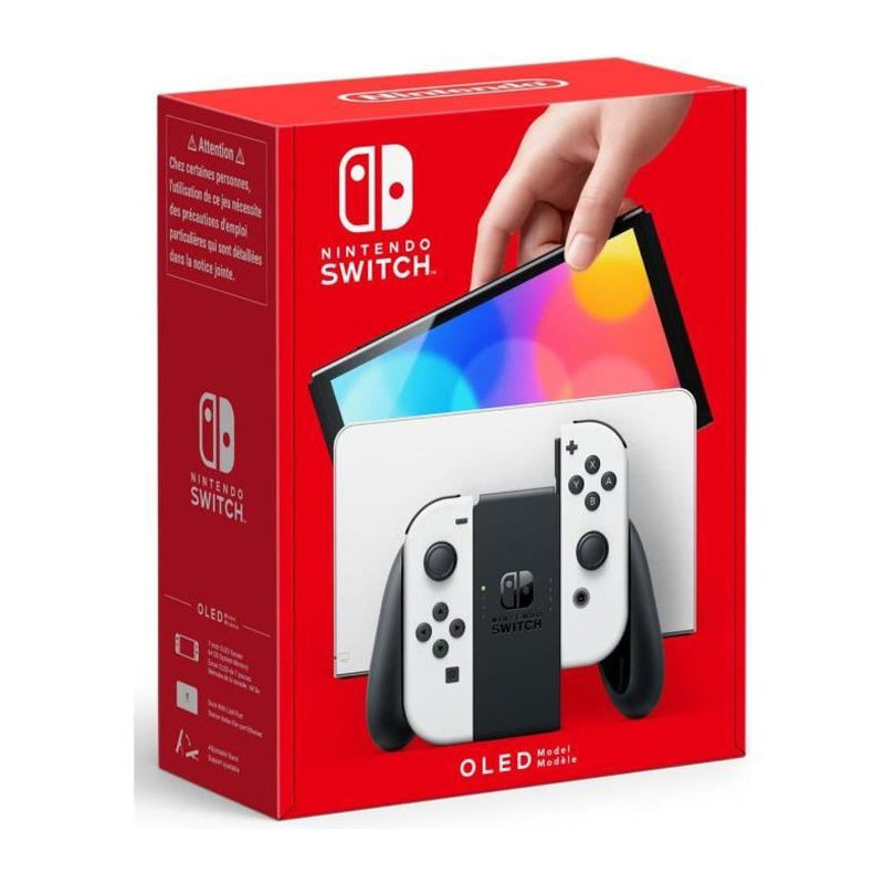Console Nintendo Switch modele OLED : Nouvelle version, Couleurs Intenses, Ecran 7 pouces - avec un Joy-Con Blanc