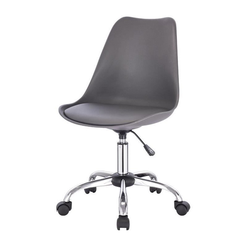 WINONA Chaise de bureau ajustable - Metal - Gris - L 48 x P 54 x H 80 / 90 cm