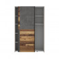 Armoire de chambre multifonctions - Panneaux de particules - Bois et beton gris - 2 portes - Campagne - L 120 x P 41,6 x H 190,5