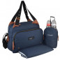 Baby on board-sac a langer -sac titou bleu denim - 2 compartiments 8 poches - sac repas - tapis a langer sac linge sale attaches