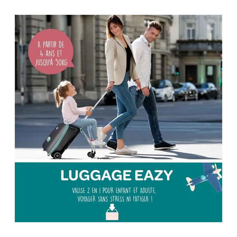BEABA Luggage Eazy, Valise cabine avec lassise de voyage