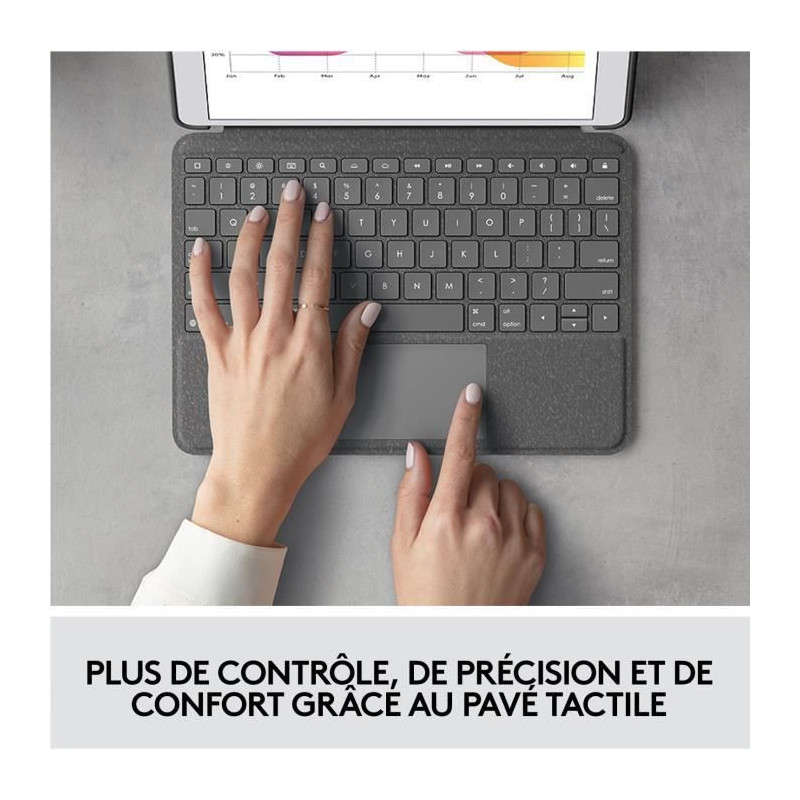Etui clavier retroeclaire - Logitech Combo Touch - Pour iPad 7e, 8e et 9e generations