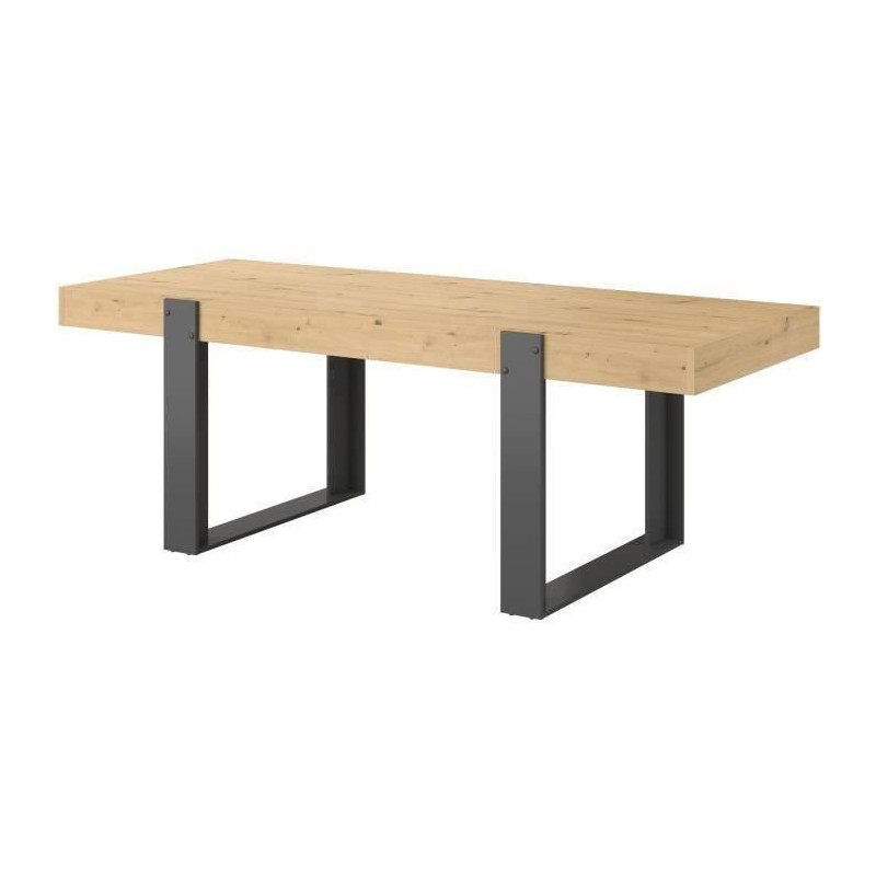 Table a manger - Decor chene artisan et Gris Ombre - L 223,9 x P 93 x H 78,6 cm - LOFT