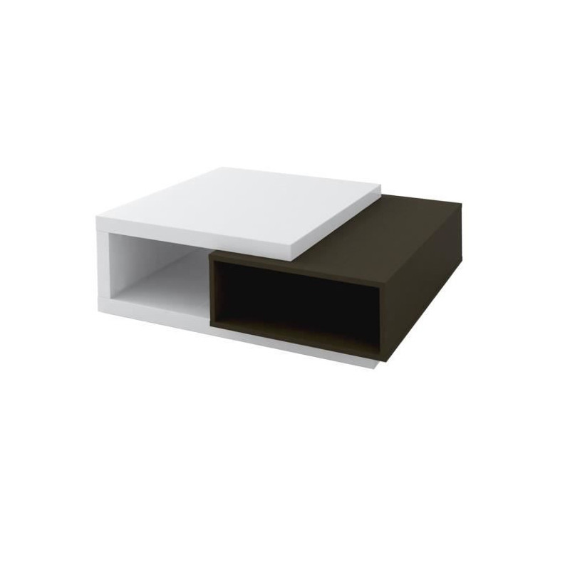 Table basse - Panneaux de particules - Noir et blanc - Style contemporain - 2 rangements - L 100 x P 95 x H 38 cm - KARAT