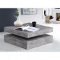Table basse carree pivotante - Panneau de particules - Decor beton gris clair - Classique - L 78 x P 78 x H 35,4 cm - COFFEE