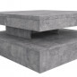 Table basse carree pivotante - Panneau de particules - Decor beton gris clair - Classique - L 78 x P 78 x H 35,4 cm - COFFEE