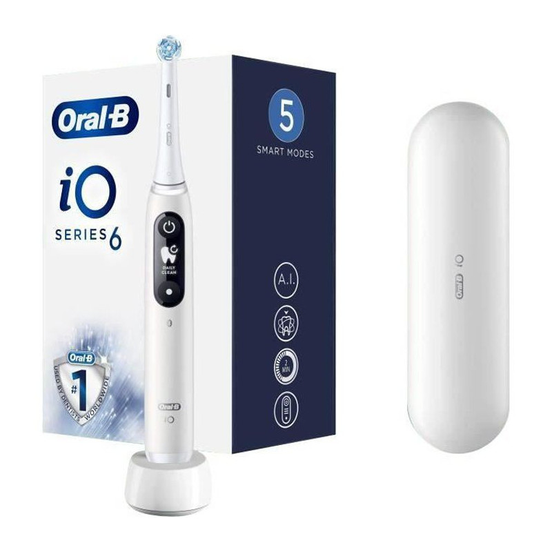 Brosse a dents electrique rechargeable ORAL-B iO Series 6 - 1 Manche, 1 Brossette, 1 Etui de voyage Premium Offert