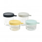 BEABA Coffret 4 portions verre, pots de conversation 150ml yellow / 150ml light blue / 250ml dark blue / 250ml light mist