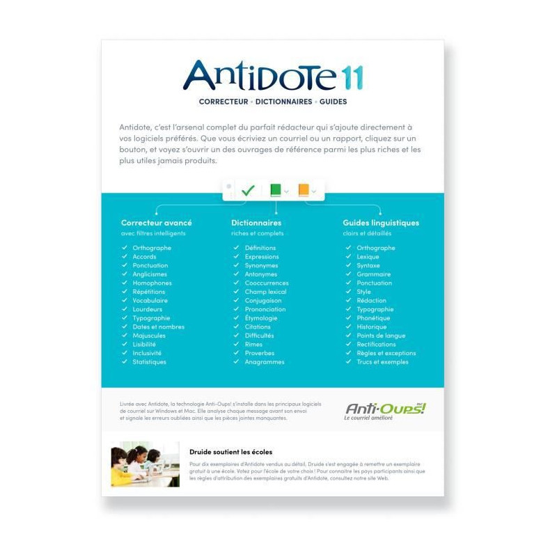 MYSOFT Antidote+ Familial - Abonnement 1 an - 5 utilisateurs Antidote 11 + Antidote Web + Antidote Mobile