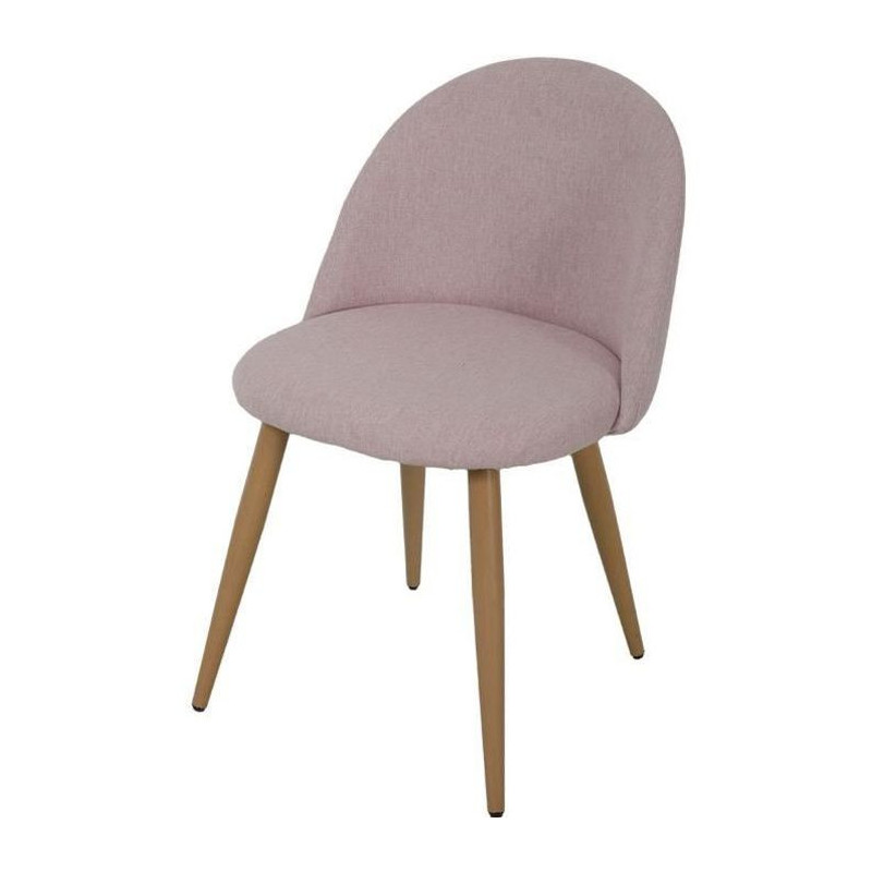 Chaise en tissu rose - Pieds en metal - L 53 x P 54 x H 76 cm - COLE