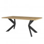 Table a manger fixe - Decor chene et metal noir - ELLIOR - L 180 x P 90 x H 76 cm