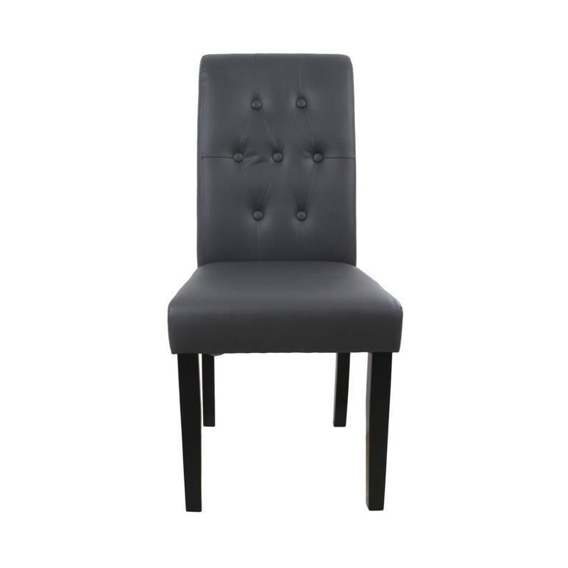 CUBA Lot de 2 chaises de salle a manger - Simili gris - Style contemporain - L 45 x P 42 cm