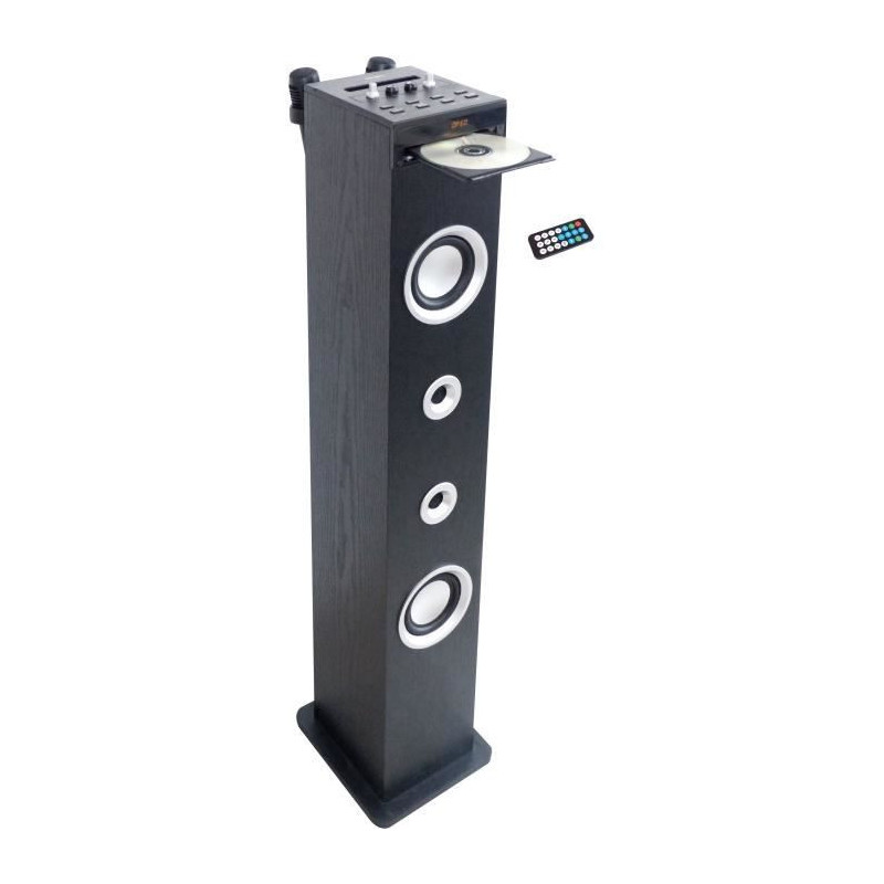 Inovalley HP49CD - Tour de son Bluetooth - Lecteur CD et fonction Karaoke - 100W - Radio FM - Port USB - Entree aux-in - Noir