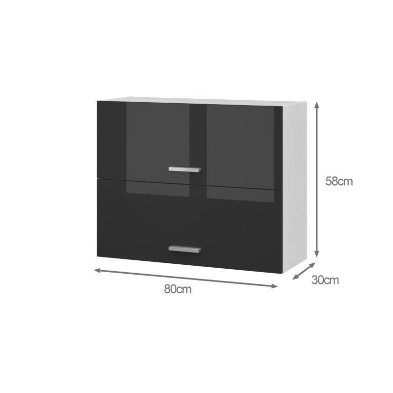 EXTRA - Meuble haut de cuisine L 80cm 2 Portes a projection  -  Gris Laque