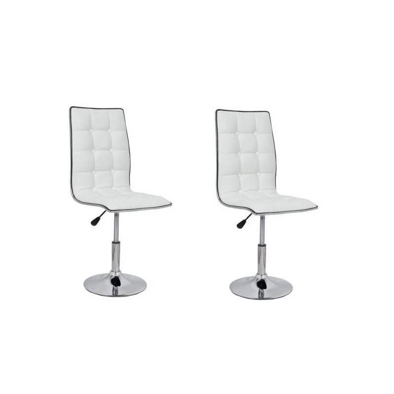 LEAF Lot de 2 chaises de salle a manger - Simili blanc - Contemporain - L 42 x P 46,5 cm