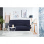 DREAM Banquette clic clac 3 places - Tissu bleu fonce - Slyle contemporain - L 190 x P 92 cm