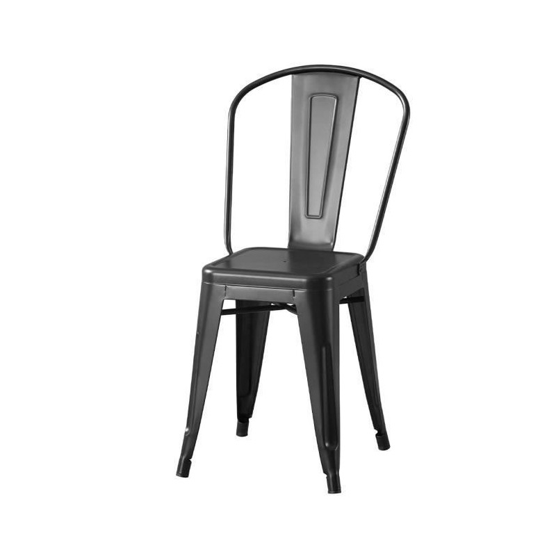 Lot de 4 chaises en metal noir - L 44 x P 45 x H 85 cm - DARA
