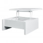 Table basse relevable - Blanc laque - L 75 x P 75 x H 35 - KARL