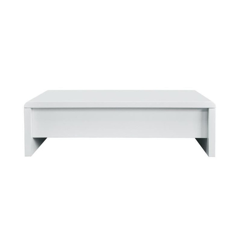 Table basse relevable - Blanc laque - L 120 x P 60 x H 35 - LARS