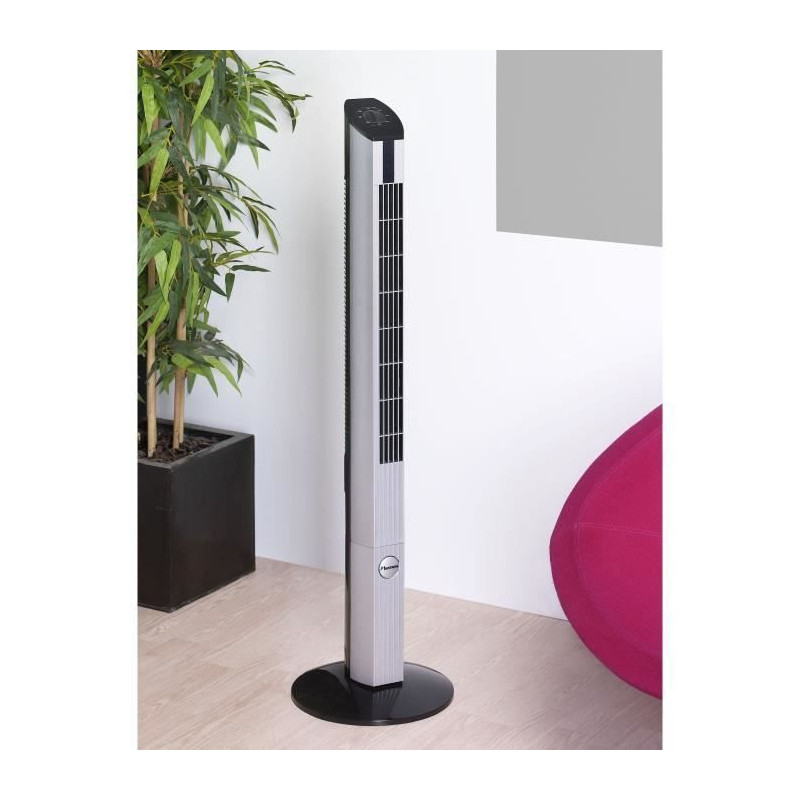 BESTRON Ventilateur colonne design 107cm - Argent - 50W - Debit dair 27,47m3/min. Vitesse de lair 2,76m/sec - Sonore: 58,9 dB