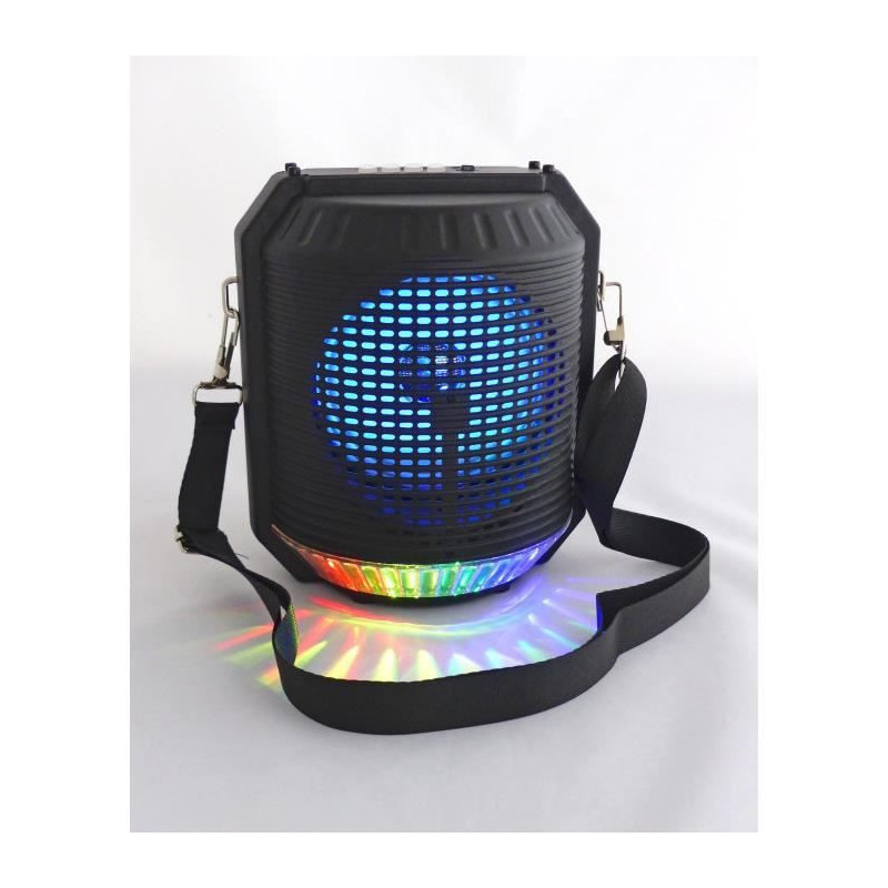 INOVALLEY HP74BTH - Enceinte lumineuse karaoke Bluetooth 20W - Lumiere LED multicolore - Port USB, Radio FM, Entree micro, Aux-I