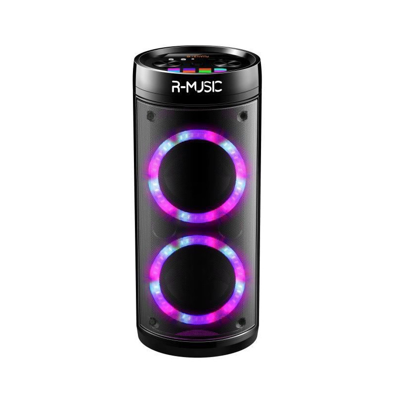 R-MUSIC Booster Party - Enceinte High Power BT sans fil - 600W - Jeu de lumiere - Egaliseur - USB, microSD - Ecran LED - Karaoke