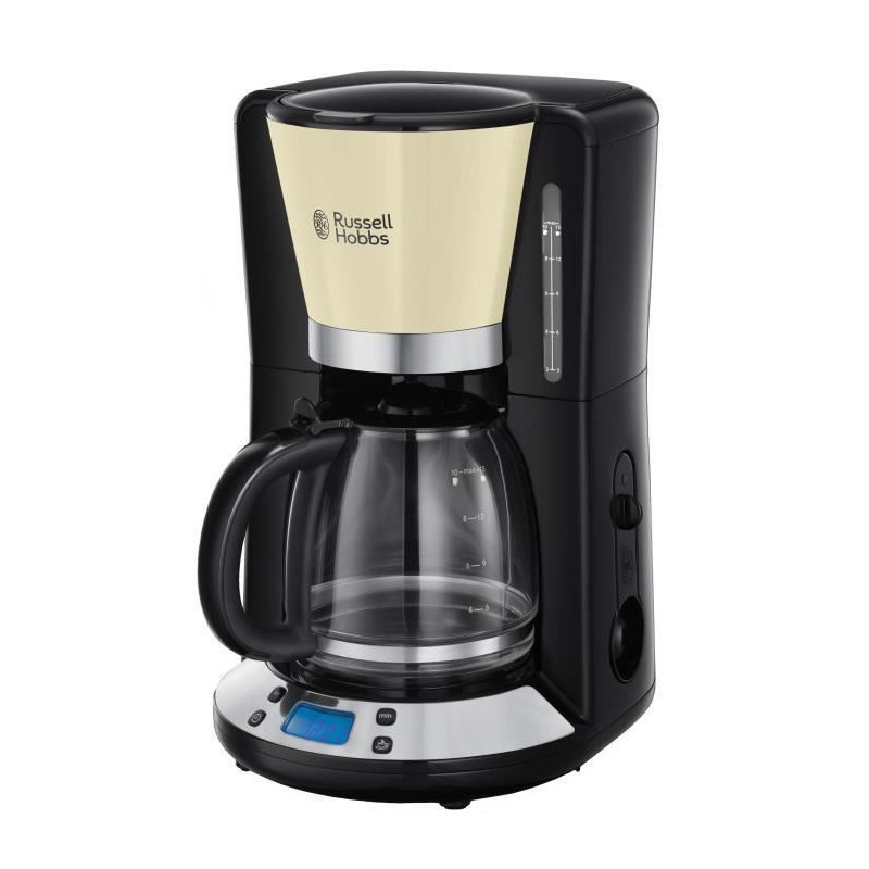 RUSSELL HOBBS 24033-56 - Cafetiere programmable Colours Plus - Technologie WhirlTech - 15 tasses - 1100 W - Creme