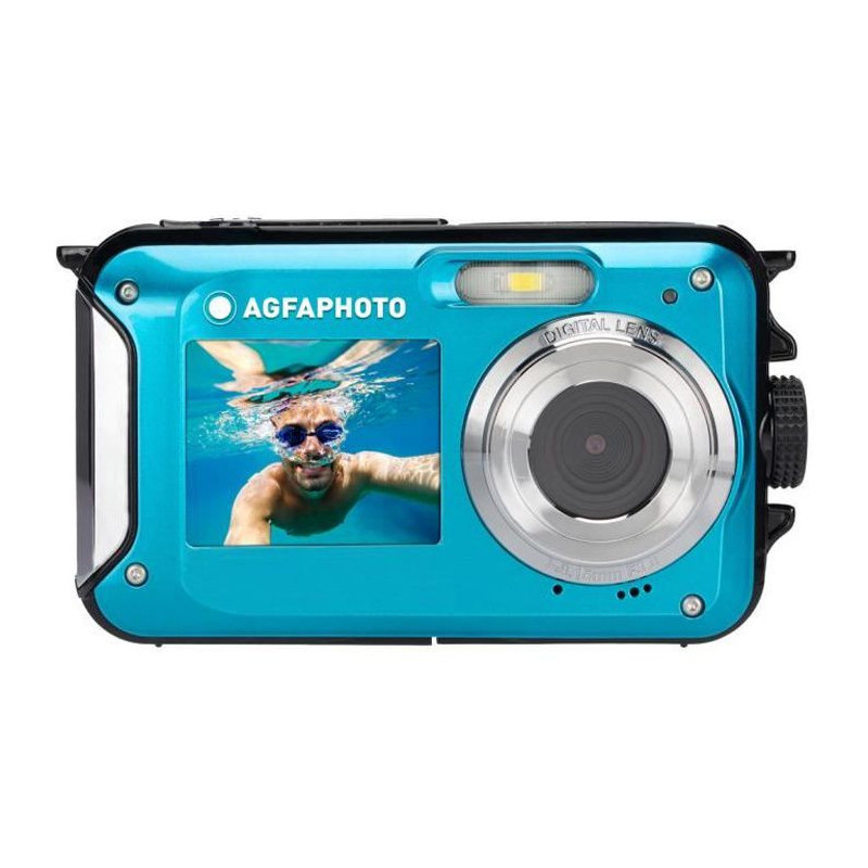 AGFA PHOTO Realishot WP8000 - Appareil Photo Numerique Etanche Video HD, Double ecran LCD, Zoom Digital 16x - Bleu