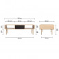 Table basse rectangulaire - En panneaux de particules, papier decor - Chene et motifs - Elegance - 2 tiroirs et 2 niches - LINE