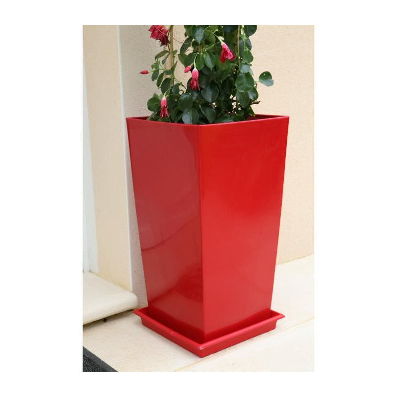RIVIERA Pot de fleurs Nuance - Carre - 29 x 29 x H 52 cm - Rouge