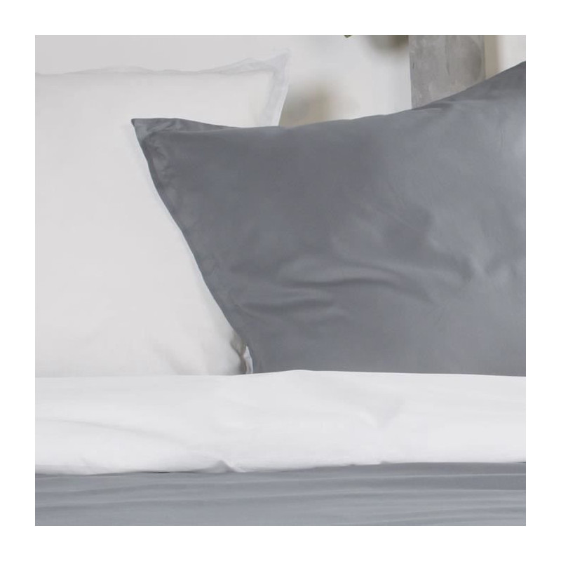 TODAY Parure de lit Camille - En coton 2 personnes - 200x200 cm - Bicolore Gris et Blanc