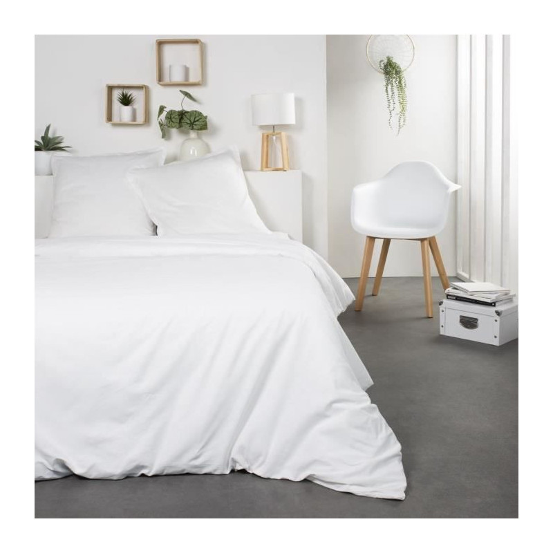 TODAY Parure de lit Coton 2 personnes - 200x200 cm - Uni Blanc Gabriel